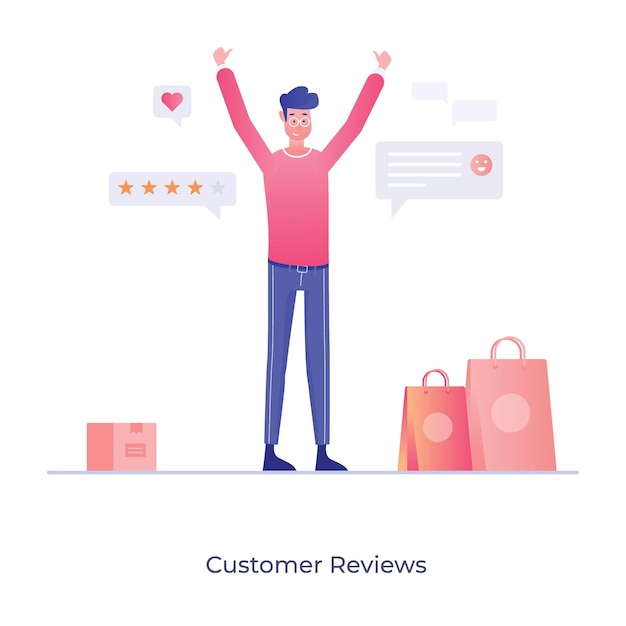 Design of customer reviews vector flat conceptual illustration style