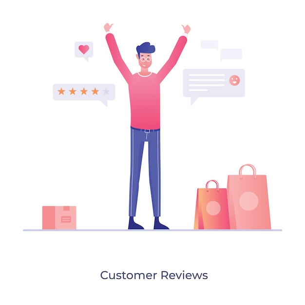 Vector design of customer reviews vector flat conceptual illustration style