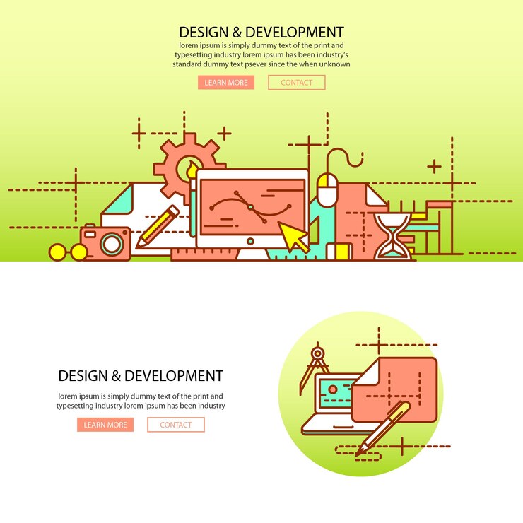 Vector design development set in flat design illustration vector landing page