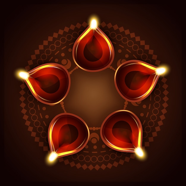 Design for diwali festival with five candles