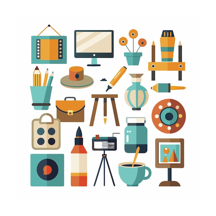 Vector design and drawing icon set