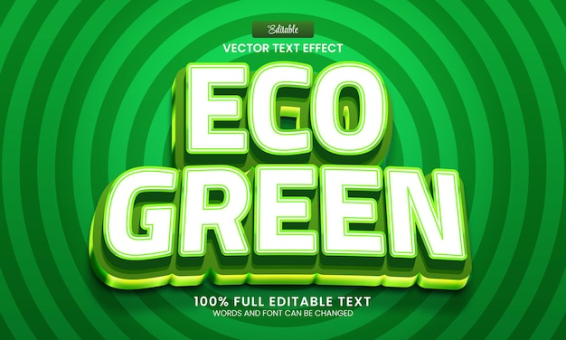 Design editable text effect Eco Green 3d vector illustration