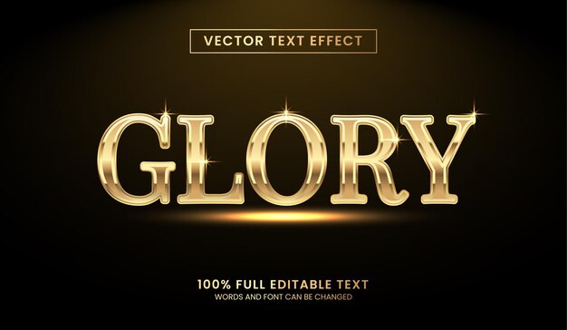 Vettore progettazione di effetti di testo modificabili tema di stile di testo glory gold