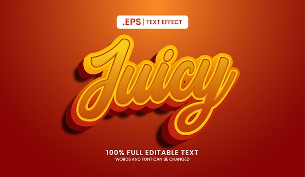 Design editable text effect juicy text vector illustration