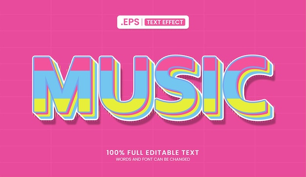 Vector design editable text effect music colorful text