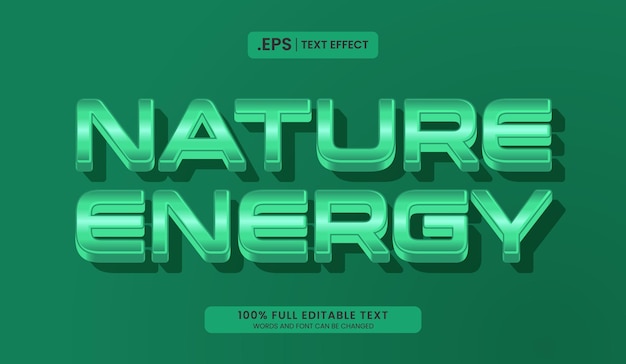 Design editable text effect nature energy in 3d glowing text suitable for tecnology posters