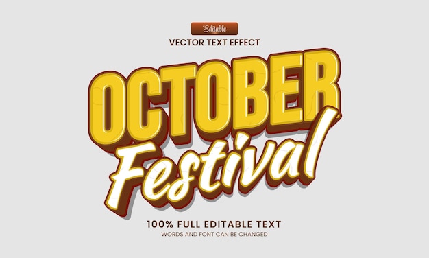 Design editable text effect october festival vector illustration