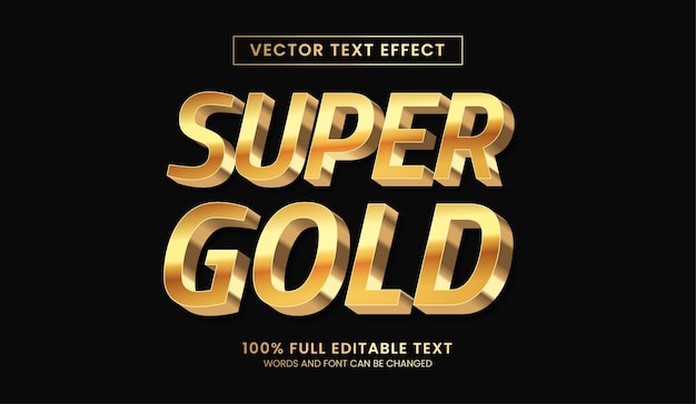 Vettore progettazione di effetti di testo modificabili illustrazione vettoriale di testo super oro