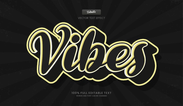 편집 가능한 텍스트 효과 Vibes 3d 만화 터 일러스트