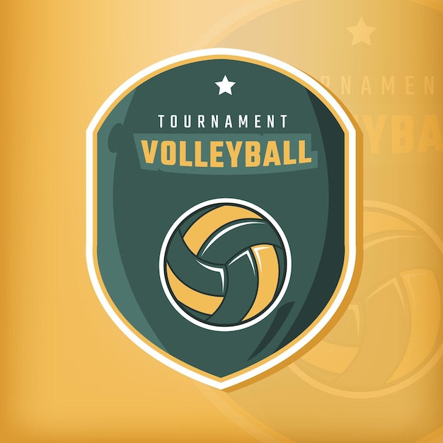 Design element for volleyball logo label and emblem on gold background