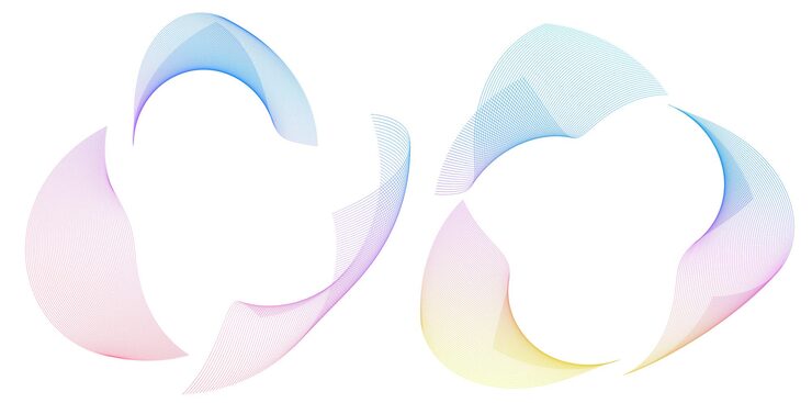 Vector 디자인 요소 웨이브 라인, 패턴 브랜딩을 위한 길로셰 곡선 라인 배경 원, 프레임 테두리 유체 그라데이션 보호 문서 레이어, 심볼 개체, 다채로운 3d 레이어 현대 기술