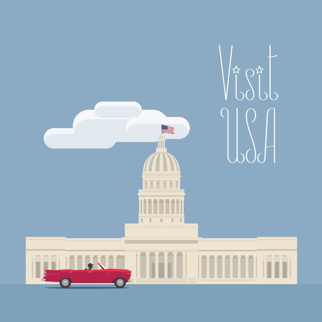 Vector design element with american congress landmark building for travel to america concept