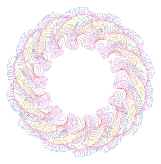 Design elementen Golf van vele paarse lijnen cirkel ring Abstracte verticale golvende strepen op witte achtergrond geïsoleerd Vector illustratie EPS 10 Kleurrijke golven met lijnen gemaakt met Blend Tool