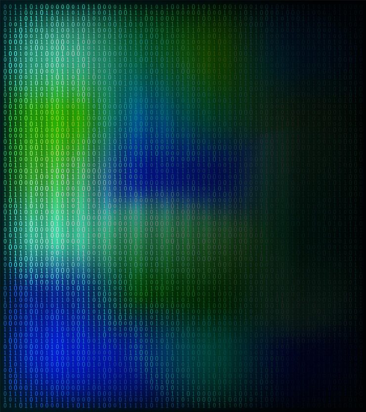 Vector design elements binary computer code halftone pattern dark background vector illustration eps 10 frame with digital data cryptography texture for technology electronic network algorithm