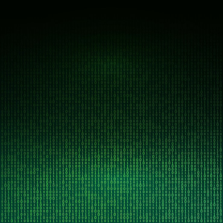 Vector design elements binary computer code halftone pattern dark background vector illustration eps 10 frame with digital data cryptography texture for technology electronic network algorithm