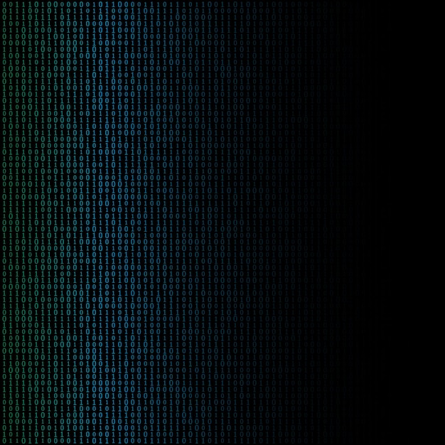 设计元素 二进制计算机代码 半色图案 黑色背景 矢量插图 eps 10框与数字数据密码技术电子网络算法