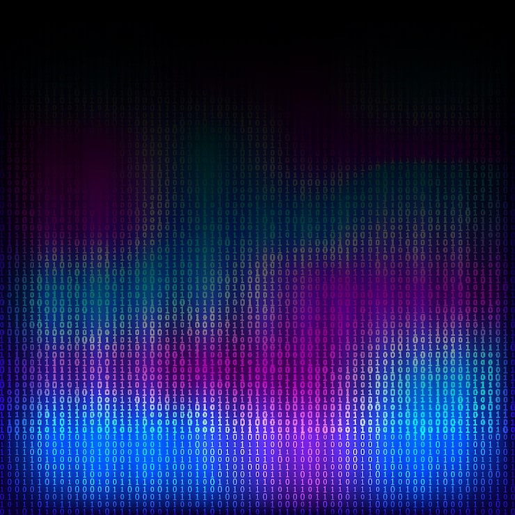 Vector design elements binary computer code halftone pattern dark background vector illustration eps 10 frame with digital data cryptography texture for technology electronic network algorithm