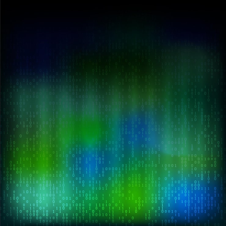 Vector design elements binary computer code halftone pattern dark background vector illustration eps 10 frame with digital data cryptography texture for technology electronic network algorithm