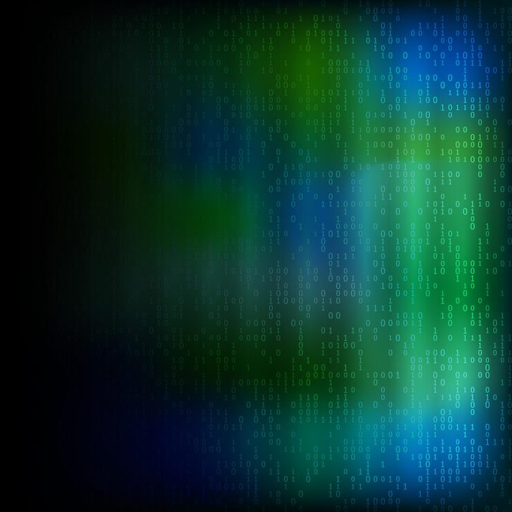 Vector design elements binary computer code halftone pattern dark background vector illustration eps 10 frame with digital data cryptography texture for technology electronic network algorithm