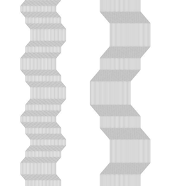 Вектор Элементы дизайна изогнутые острые углы много полос абстрактные горизонтальные ломаные полосы на белом фоне изолированы креативное искусство группы векторная иллюстрация eps 10 черные линии, созданные с помощью инструмента blend tool