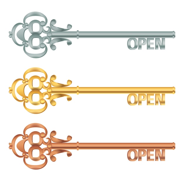 ベクトル デザイン要素アイコン ロゴ キー ヴィンテージ オープン symbol01