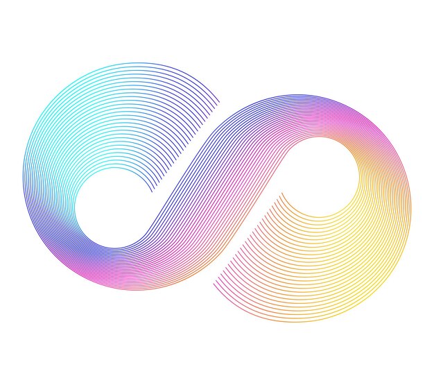 Vector design elements infinity sign color spectrum rainbow gradient in the shape of the infinity symbol eight sign colorful gradient vector illustration eps 10 digital for promotion new product