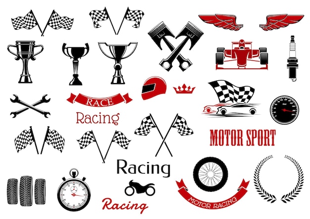 Vector design elements for motosport and racing