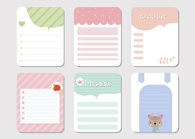 Vector design elements for notebook diary stickers