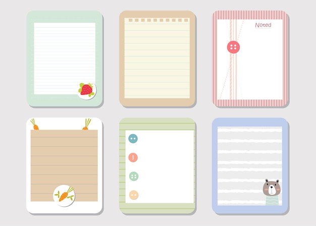 Vector design elements for notebook diary stickers