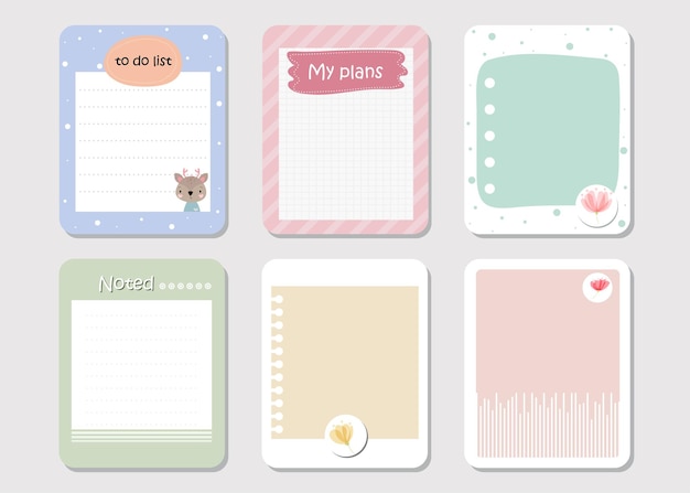 Vector design elements for notebook diary stickers