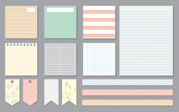 Vector design elements for notebook