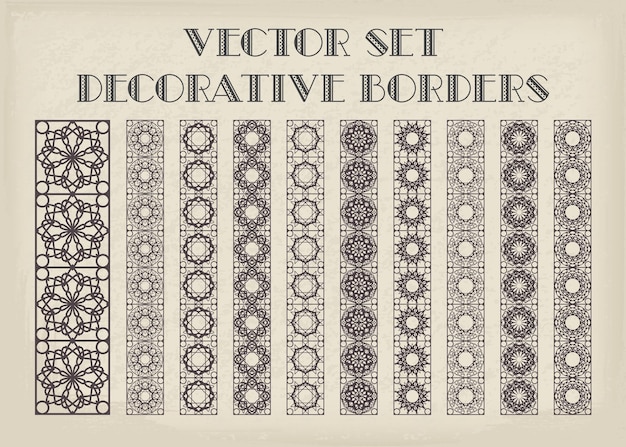 Design elements and page decoration Vector set of borders on vintage background