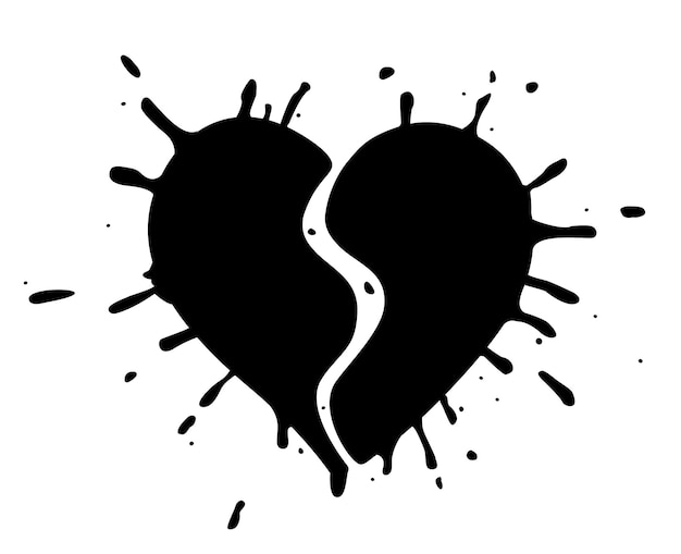 Символ элементов дизайна Редактируемый значок силуэта сердца на белом фоне Нарисованное вручную черное сердце для вашего дизайна Векторная иллюстрация eps10 Текстурированные знаки Дня святого Валентина