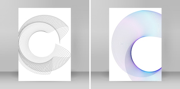 Design elements Wave of many black lines circle twist Abstract wavy stripes on white background isolated
