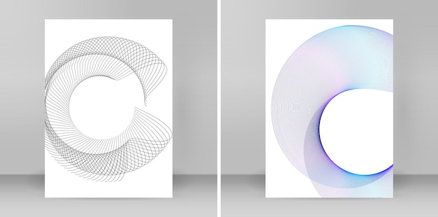 디자인 요소 흰색 배경에 고립 된 많은 검은 선 원 트위스트 추상 물결 모양의 줄무늬의 물결
