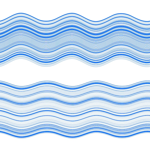 Design elements Wave of many blue lines Abstract wavy stripes on white background isolated Creative line art Vector illustration EPS 10 Colourful shiny waves with lines created using Blend