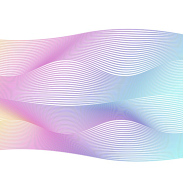 디자인 요소 다양한 색상 선의 물결 흰색 배경에 추상 물결 모양의 줄무늬 Creative line art Vector 그림 EPS 10 혼합 도구를 사용하여 만든 선이 있는 다채로운 빛나는 파도