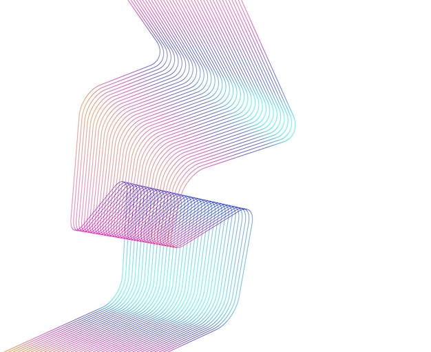 デザイン要素 多くのきらびやかな線の波 分離した白い背景の上の抽象的なグロー ウェーブ ストライプ 創造的なライン アート ベクトル イラスト EPS 10 ブレンドを使用して作成されたラインとカラフルな波