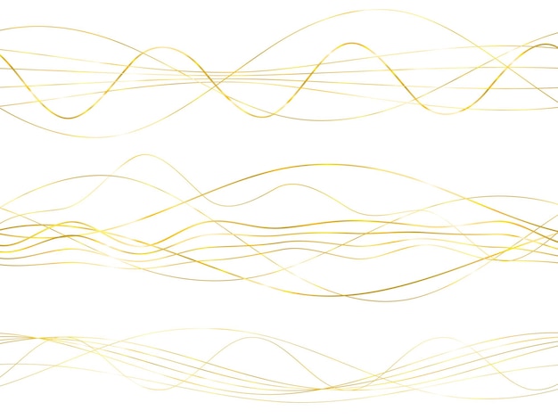 デザイン要素多くのきらびやかな線の波分離した白い背景の上の抽象的な波状のストライプ 創造的なライン アート ベクトル イラスト EPS 10 アールデコ スタイル結婚式招待状高級テンプレート
