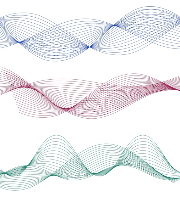 Элементы дизайна Волна многих блестящих линий круга Абстрактные светящиеся волнистые полосы на белом фоне изолированы Векторная иллюстрация EPS 10 Блестящие волны с линиями, созданными с помощью инструмента Blend Tool