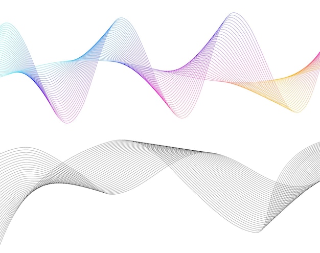 Design elements Wave of many gray lines Abstract wavy stripes on white background isolated Creative line art Vector illustration EPS 10 Colourful shiny waves with lines created using Blend Tool