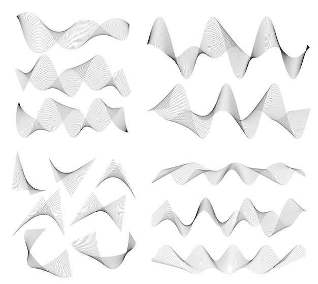 Design elements Wave of many gray lines Abstract wavy stripes on white background isolated Creative line art Vector illustration EPS 10 Colourful shiny waves with lines created using Blend Tool