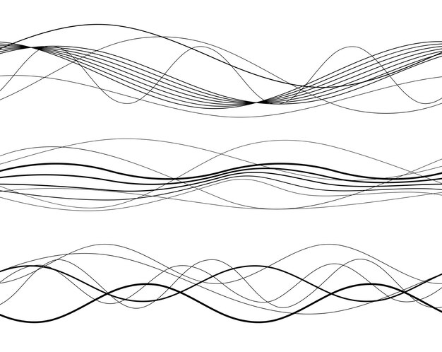 Design elements Wave of many gray lines Abstract wavy stripes on white background isolated Creative line art Vector illustration EPS 10 Colourful shiny waves with lines created using Blend Tool