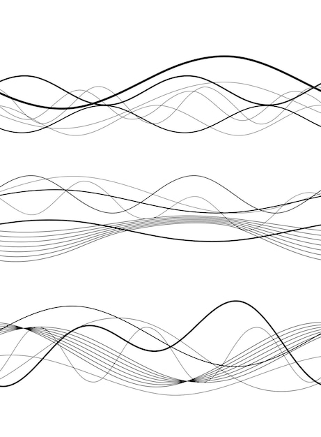 Vector design elements wave of many gray lines abstract wavy stripes on white background isolated creative line art vector illustration eps 10 colourful shiny waves with lines created using blend tool