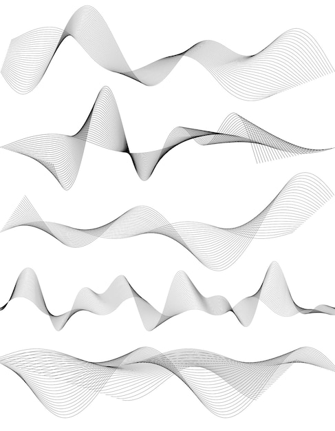 Vector design elements wave of many gray lines abstract wavy stripes on white background isolated creative line art vector illustration eps 10 colourful shiny waves with lines created using blend tool