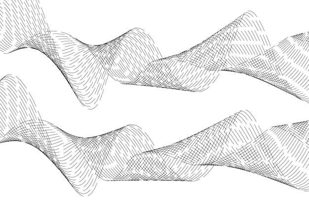 디자인 요소 많은 회색 선의 물결 격리 된 흰색 배경에 추상 물결 모양의 줄무늬 크리 에이 티브 라인 아트 벡터 일러스트 레이 션 EPS 10 혼합 도구를 사용 하 여 만든 선으로 다채로운 반짝이 파도