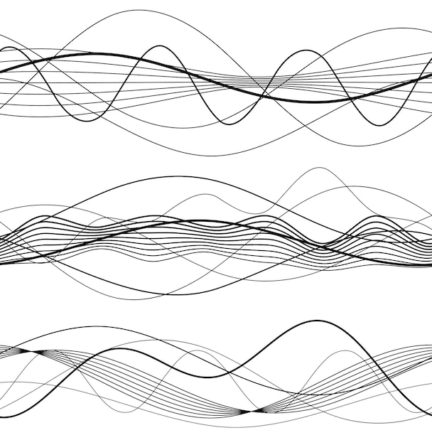 Vector design elements wave of many gray lines abstract wavy stripes on white background isolated creative line art vector illustration eps 10 colourful shiny waves with lines created using blend tool