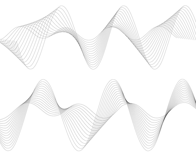 Design elements Wave of many gray lines Abstract wavy stripes on white background isolated