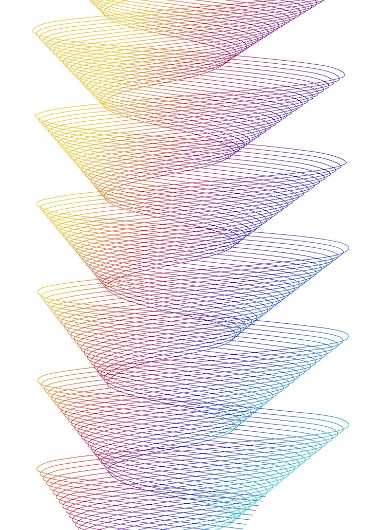 Vector design elements wave of many lines abstract vertical wavy stripes on white background isolated creative line art vector illustration eps 10 colourful waves with lines created using blend tool
