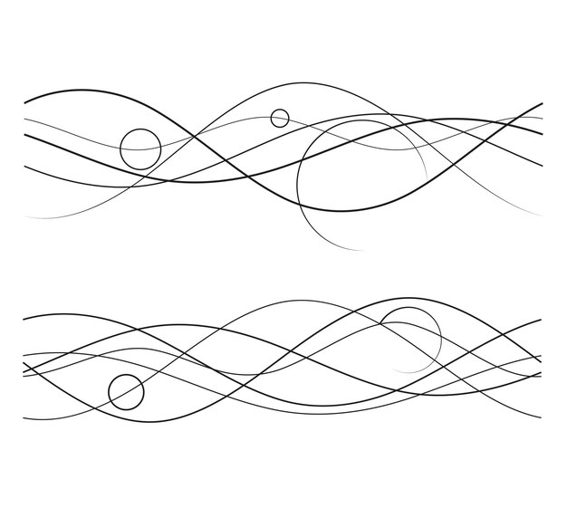 Elementi di progettazione onde di molte linee nere viola strisce ondulate astratte su sfondo bianco isolate illustrazione vettoriale eps 10 onde colorate con linee